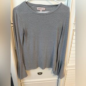 Philosophy Black and White Striped Long Sleeve Top Size Small